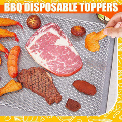 1-Piece Cast Iron Silver Aluminum Disposable Non-Stick Grill Topper Set for BBQ,