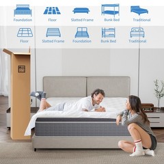 12 Inch Queen Size Mattress In a Box Gel Memory Foam Pocket Spring Medium Firm