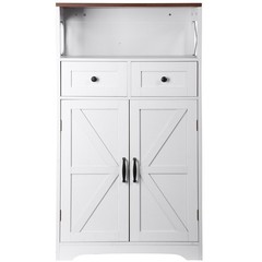 Kitchen Pantry Storage Cabinet with Doors and Shelves Freestanding Cabinet White