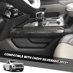 Compatible with Chevrolet Silverado 2022-2024, 2PCS Gear Black Wood Grain