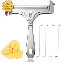 Stainless Steel Wire Cheese Slicer with 4 Extra Wires Adjustable Thickness