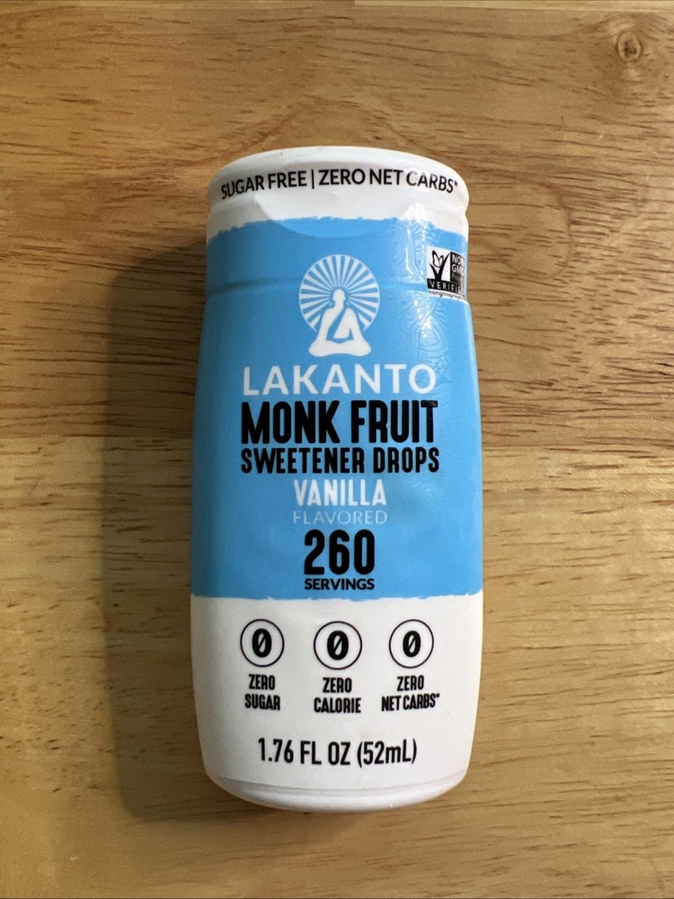 Lakanto Monk Fruit Sweetener Drops VANILLA Flavored 1.76 Fl Oz 52mL BB 05/31/26