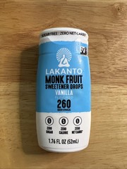 Lakanto Monk Fruit Sweetener Drops VANILLA Flavored 1.76 Fl Oz 52mL BB 05/31/26