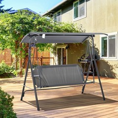 3-Seat Outdoor Patio Swing Bench with Stand Sun Shade Canopy for Adults Porch