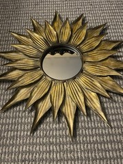 Pier 1 Sunburst Sunflower Metal Wall Mirror 26.5″ Bronze Tone