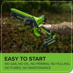 Greenworks 24V 6in BL Pruning Saw w/Auto Oiler, 2Ah (Auto Olier), Green