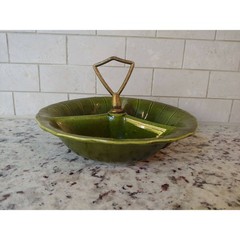 Vintage 1960’s Lane & Co. Van Nuys California Green Divided Dish Candy Nut