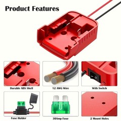 2 Pcs Power Wheel Adapter Compatible With Milwaukee 18V Battery for DIY RC Car
