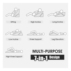 Costway Bed Wedge Pillow Adjustable Memory Foam Reading Sleep Back Support White