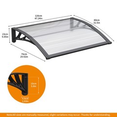 32″x48″ Awning for Door Window Outdoor polycarbonate Canopy Rain and Sun Protect