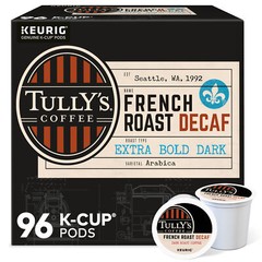 Tully’s Coffee French Roast Decaf, Keurig K-Cup Pod, Dark Roast, 96 Count