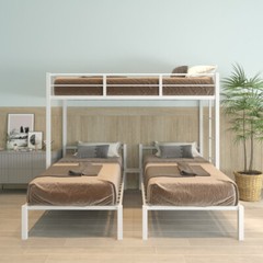 Twin Over Twin & Twin Triple Bunk Bed Platform Bed Frames For Kids Teens Adults