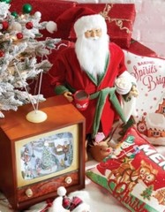 24.25″ SANTA IN ROBE Mug Standing Holiday Decoration Christmas RAZ 4215516 NEW