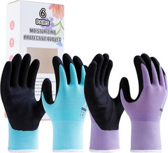 Gardening Gloves for Women, 6 Pairs, Hyaluronic Acid Moisturizing Gloves, Breath