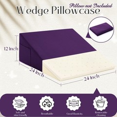 Bed Wedge Pillow Cover with Zipper, Wedge Pillowcase Protector, 24x24x12 Inch