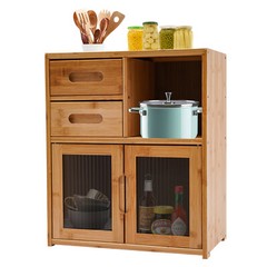 Bamboo Kitchen Countertop Cabinet Pantry Sideboard Storage Cabinet with Drawers