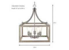 Hampton Bay Boswell Quarter 5-Light Brushed Nickel Weathered Wood Chandelier
