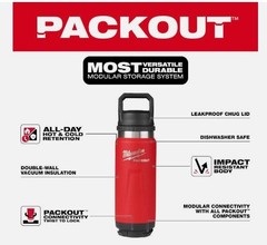 Milwaukee 24 oz Insulated Bottle Red Chug Lid PACKOUT 48-22-8396R New