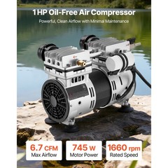 Uimoso Pond Aerator for Lakes up to 3 Acres, 6.7CFM, 1 HP Air Compressor, 745W