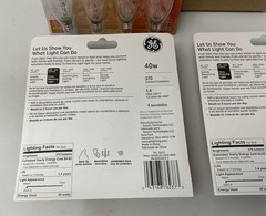 GE 40 Watt Crystal Clear Bent Tip CA-Type Light Bulbs w/Candelabra Base-16 Bulbs