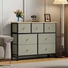 OLIXIS 7 Storage Drawers Fabric Dresser for Bedroom Livingroom with Wooden Top