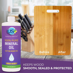 100% Pure Mineral Oil 32Oz Food Grade USP Restore Cutting Board & Butcher Block