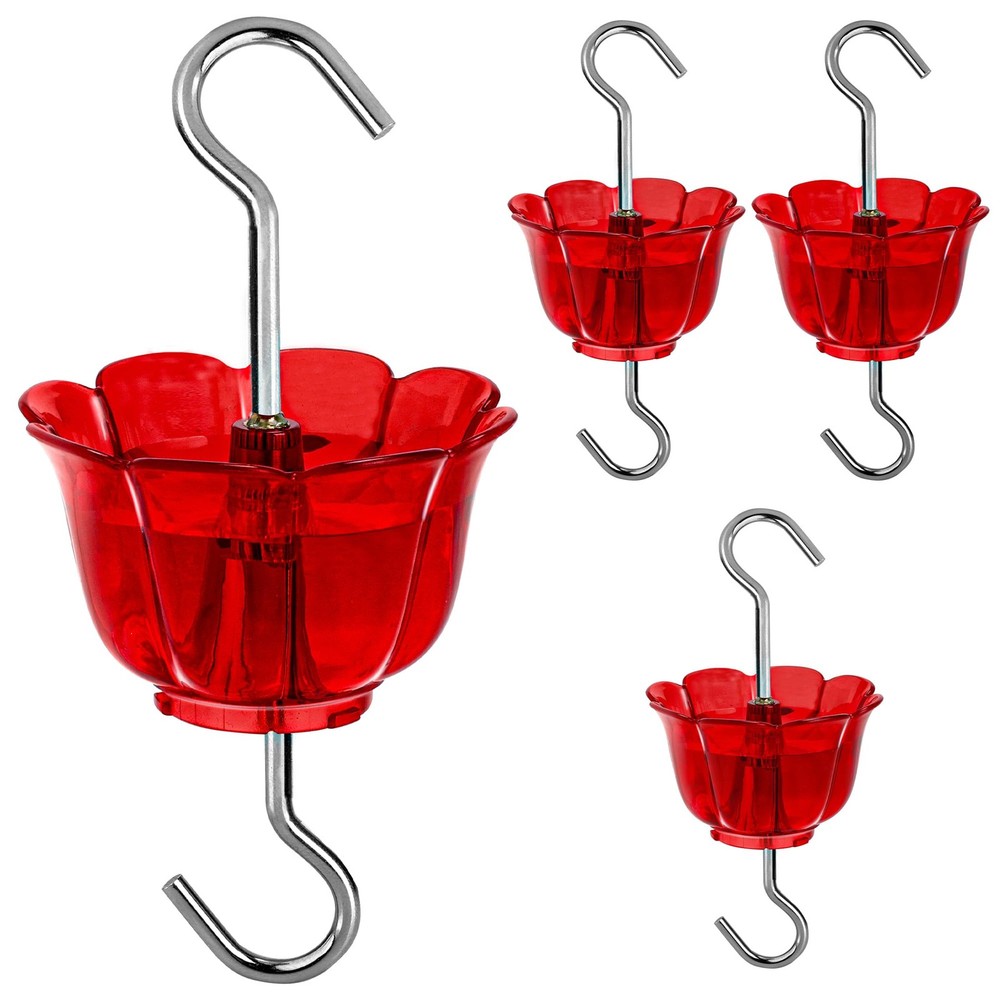 Ant Moat 4 Pack Hummingbird Feeder Ant Guard with Hooks Red