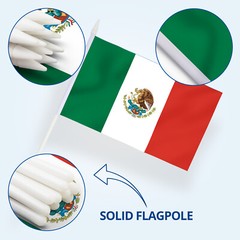 Anley 12 Pack Mexico Mini Flag – Hand Held Small Miniature Mexican Flags 5×8 in.