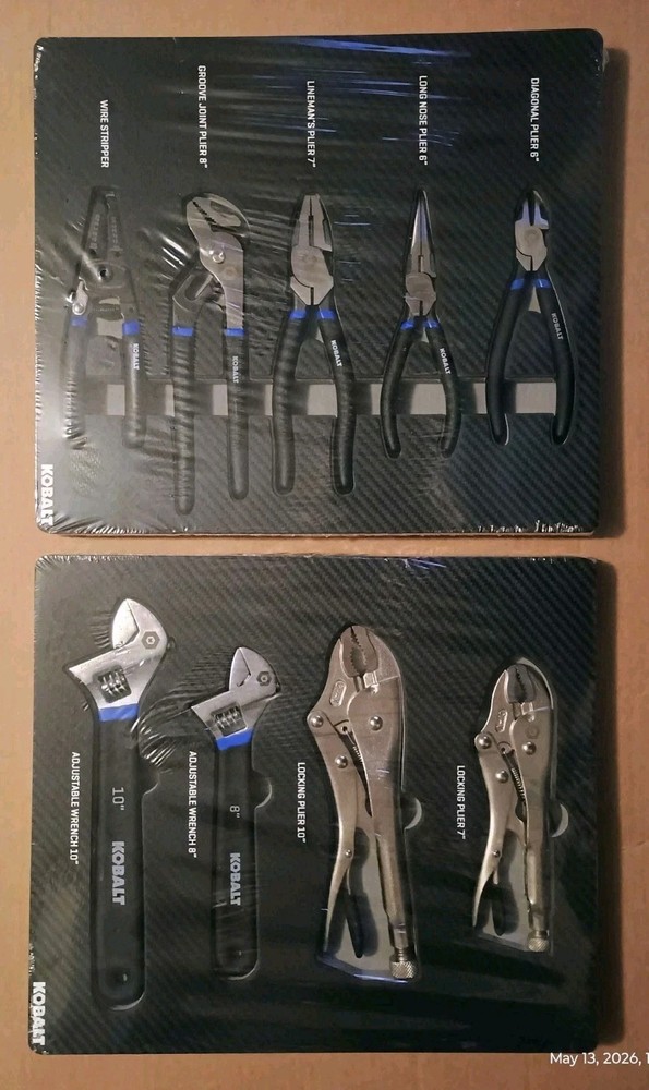KOBALT 9 Piece Tool Set 6 Pliers, 2 Adjustable Wrenches and Wire Strippers