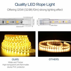 110V LED Strip Light SMD 5050 Flexible Tape Home Outdoor Lighting Rope + US Plug