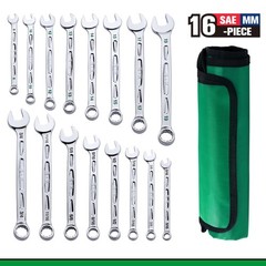 Tools USA 16 Piece, 12 Point, SAE & Metric Chrome Combination Wrench Set | SK013