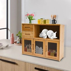 Home Wood Storage Cabinet Kitchen Storage Cabinet Floor Mount Pantry Cabinet