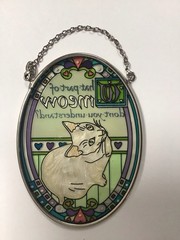 Siamese Cat 4.5×3.25” Oval Suncatcher AMIA Studios Hand-Painted Glass