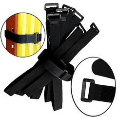 Durable 10 Hook and Loop Reusable Cable Tie Down Straps Kit 20 inch x 1″ Black
