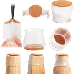 20/36 pcs Medium Silicone Chair Leg Floor Protectors Transparent Table Feet Caps