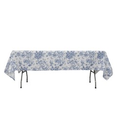 60″ x 102″ Blue French Toile Pattern Polyester Rectangular Tablecloth