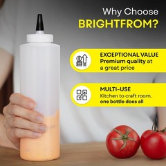 Squeeze Bottles 16 OZ Wide Neck, Empty Squirt Bottles – Removable – 2 PACK
