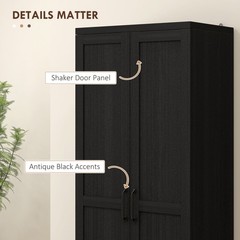 63″ Rustic 2-Door Kitchen Freestanding Storage Cabinet Pantry Shelves, Brown