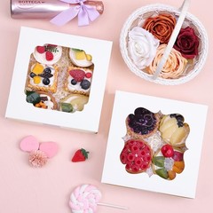 60pcs Cookie Boxes, 8x8x2.5 Inches Bakery Boxes with 2 Style Windows for Choc…