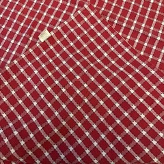 Red And White Check Cotton Tablecloth With Wide White & Cherry Border 52”x78”