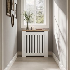 Modern Radiator Cover with Table Top, White Radiator Cabinet, Enclosure for Home