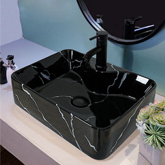 ELECWISH Bathroom Vessel Sink Black Ceramic Vanity Basin Bowl Faucet Drain Combo