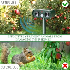 Outdoor Solar Animal Repeller Ultrasonic Pest Repellent for Dogs, Cats Squirrels