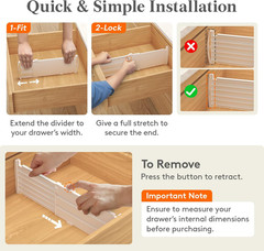 Lifewit 5″ High 5 Pack Drawer Dividers, 11.5″-18.5″ Adjustable Deep Drawer Organ