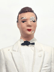 Vintage Chalkware Bride and Groom Wedding Cake Topper Figures