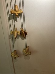 Bees And Honeycomb Wind Chime Hive Metal Garden Bumble Bee Windchime