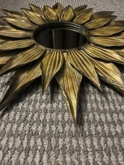 Pier 1 Sunburst Sunflower Metal Wall Mirror 26.5″ Bronze Tone