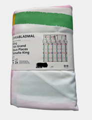 IKEA SYRABLADMAL King Duvet Cover + 2 Pillowcases Multicolor Check New