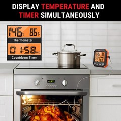ThermoPro TP716 Digital Thermometer Oven Safe Backlit Display Precise CookingBBQ