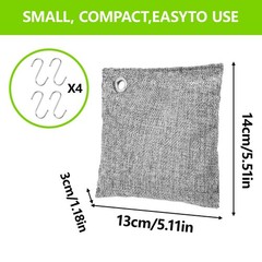 4 Packs Activated Charcoal Odor Absorber Nature Fresh Bamboo Air Purifying Bag